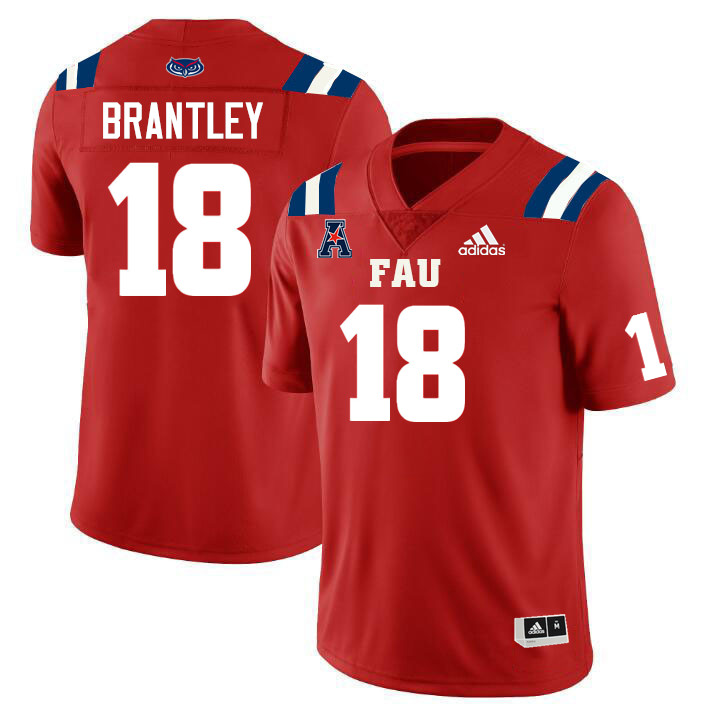 Florida Atlantic Owls #18 Kahlil Brantley College Football Jerseys Stitched Sale-Red